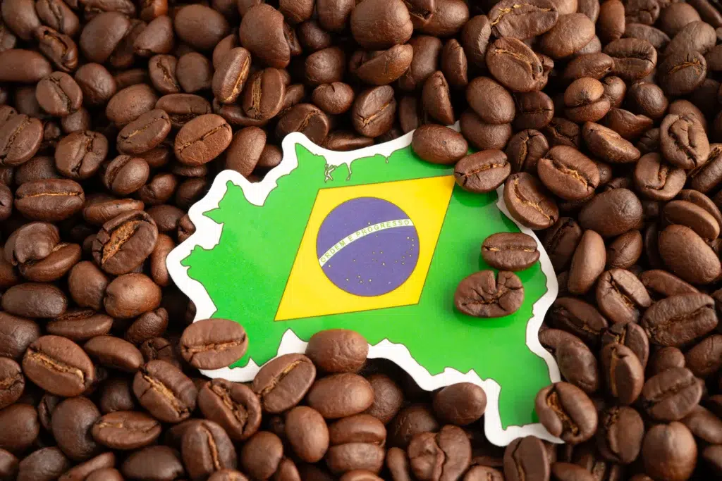 brazil flag on coffee bean import export trade on 2025 05 26 10 41 25 utc